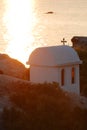 Greek chapel on seashore Royalty Free Stock Photo