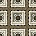 Greek checkered vector seamless pattern with chains, square frames, borders. Repeat tribal ethnic background. Greek key, meanders Royalty Free Stock Photo