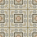 Greek checkered vector seamless pattern with square frames, borders, stripes. Repeat tribal ethnic background. Greek key, meanders Royalty Free Stock Photo