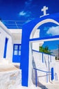 Greek church with blue colors on Kalymnos, Greece Royalty Free Stock Photo