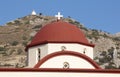 Greek church red dome in Crete. Greece Royalty Free Stock Photo