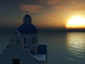 Greek church at sunset. Royalty Free Stock Photo