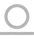 Greek circle frame. Meander line. Border seamless pattern. Geometric banner isolated on white background. Greece ornament. Grecian
