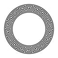 Greek circle pattern border. Vector round greek frame ornament ancient circular design background