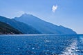 Greek coast of aegean sea near holy mountain Athos