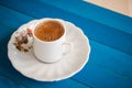 Greek coffee on a blue table Royalty Free Stock Photo