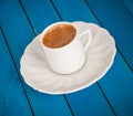 Greek coffee on a blue table Royalty Free Stock Photo