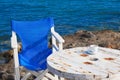 Greek coffee near the sea Royalty Free Stock Photo