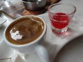 Greek coffee, red liqueur and sweet delicious.