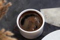 Greek coffee served in a white cup. Turkish coffee in a cup Royalty Free Stock Photo