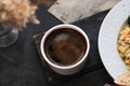 Greek coffee served in a white cup. Turkish coffee in a cup Royalty Free Stock Photo