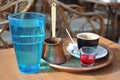 Greek coffee and water glass