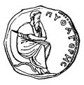 Greek coin vintage illustration Royalty Free Stock Photo