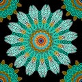 Greek colorful floral seamless mandalas pattern. Vector ornamental ethnic style background. Round lace mandalas with flowers and Royalty Free Stock Photo