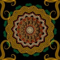 Greek colorful vector seamless mandala pattern. Greek key meanders circle ornament with geometric shapes, swirls, flowers, dots. Royalty Free Stock Photo