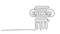 Greek column one continuous line drawing. Minimalist style old building elements Royalty Free Stock Photo