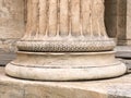 Base of a Greek stone column at the Parthenon of Acropolis in Athens Royalty Free Stock Photo