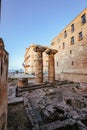 Greek columns from the Temple of Poseidon in Taranto, vertical Royalty Free Stock Photo
