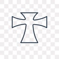 Greek Cross vector icon on transparent background, line