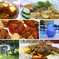 Greek cuisine collage Royalty Free Stock Photo