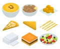 Greek cuisine icons set, isometric style