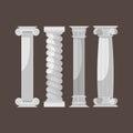 Greek Culture Antique Columns Set Vector