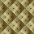 Greek 3d gold geometric vector seamless pattern. Surface ornamental golden background. Abstract patterned decorative waffle