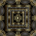 Greek 3d gold vector seamless pattern with square frames. Tribal ethnic style decorative background. Geometric greek key Royalty Free Stock Photo