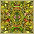 Greek 3d panel design. Meander colorful mandala pattern. Square Royalty Free Stock Photo