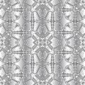 Greek 3d seamless pattern. Vector silver ornamental background. Tribal ethnic style repeat floral backdrop. Geometric ornament