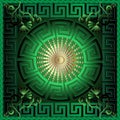 Greek 3d square panel pattern. Floral green vector background. Royalty Free Stock Photo