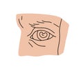 Greek Davids eye drawn in modern style. Stone sculpture fragment of Ancient Greece. Antique classic plaster statue of