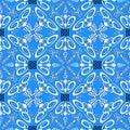 Greek decorative floral seamless pattern. Blue vector abstract