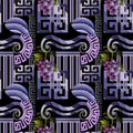 Greek decorative vector seamless pattern. Abstract 3d ornament