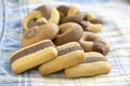 Greek dichromatic sweet cookies wooden board