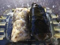 Greek Dolmathes, Dolmas, staffed grape leaves, in Hanalei on Kauai Island, Hawaii.