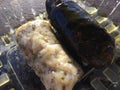 Greek Dolmathes, Dolmas, staffed grape leaves, in Hanalei on Kauai Island, Hawaii.