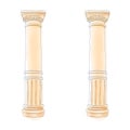 Greek doodle column Doric Ionic Corinthian columns. Vector illustration. Classical architecture