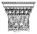 Greek Doric Pilaster Capital, erechtheum, vintage engraving