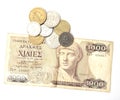 Greek drachma and coins