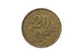 Greek 20 drachmas coin dated 1990 reverse side Royalty Free Stock Photo