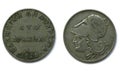 Greek 2 Drahmas copper-nickel coin 1926 year, Greece. The coin features a portrait of goddess Athena, famous hero