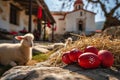 greek easter scene in village