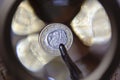 Greek euro under magnifier Royalty Free Stock Photo