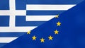 Greek and Europe flag. Brexit concept of Greece leaving European Union Royalty Free Stock Photo