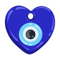 Greek evil eye amulet. Turkish blue heart shaped nazar bead. Symbol of luck and energy. Vector magic talisman isolated Royalty Free Stock Photo