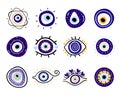 Greek evil eye vector symbol of protection. Amulet icon. Turkish Nazar Boncugu amulet illustration. Believed that it protects Royalty Free Stock Photo