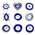 Greek evil eye vector symbol of protection. Amulet icon. Turkish Nazar Boncugu amulet illustration. Believed that it protects