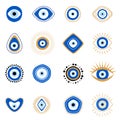 Greek evil eye vector symbol of protection. Amulet icon. Turkish Nazar Boncugu amulet illustration. Believed that it protects