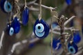 Greek eye. Traditional glass work, turkish nazar symbol. Nazar boncuu. Blue eye evil